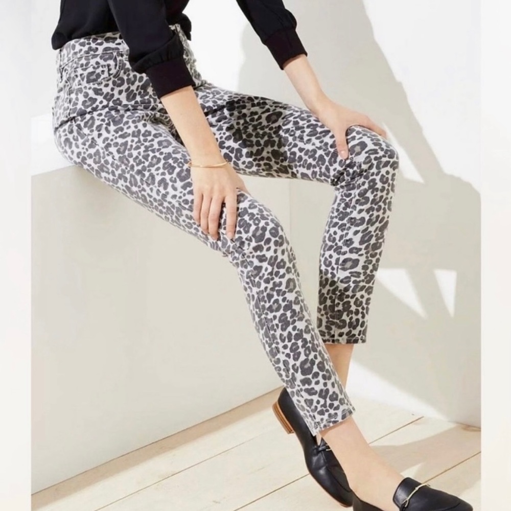 Loft Skinny Leopard Print Jeans